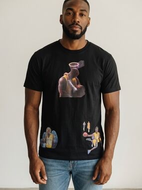 Black Graphic Basketball Tribute T-Shirt